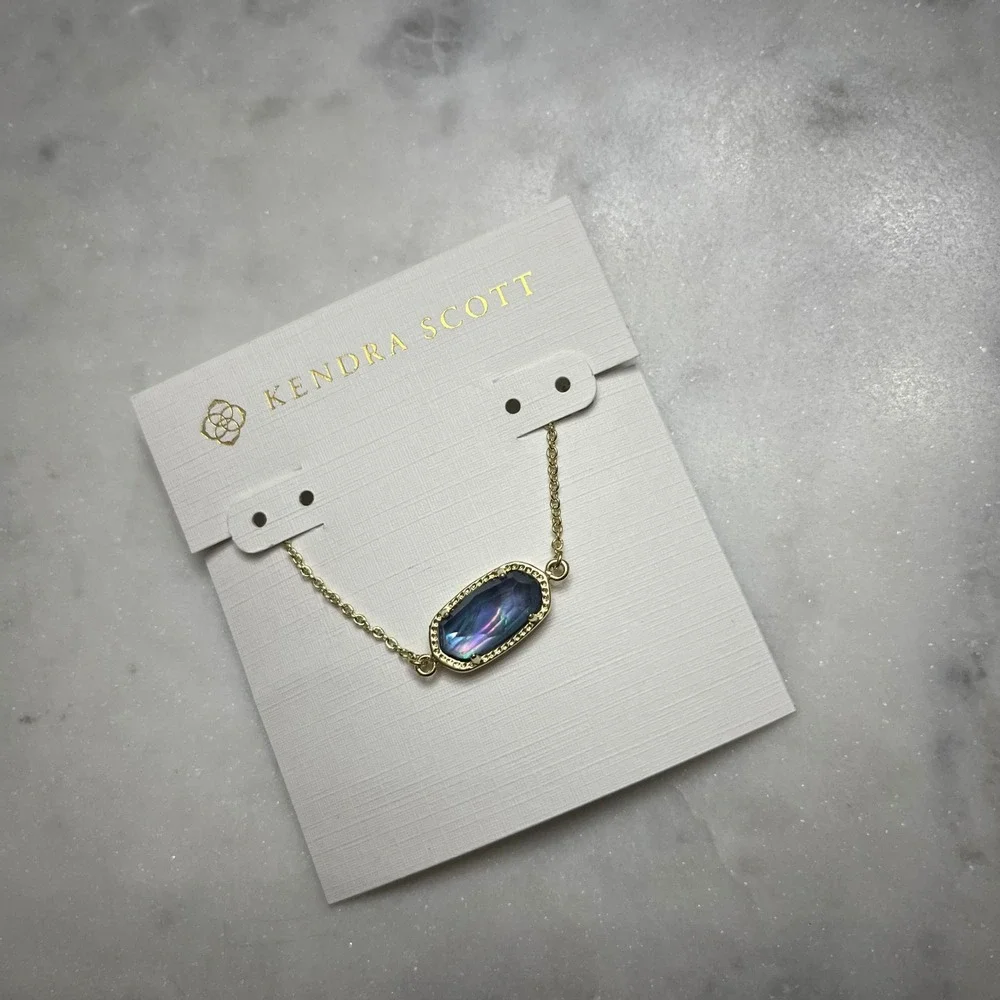 Kendra Scott Elaina Bracelet Adjustable Chain Navy Abalone 14K Yellow Gold Plate